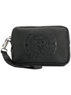 Balmain Embossed Crest Clutch - Black