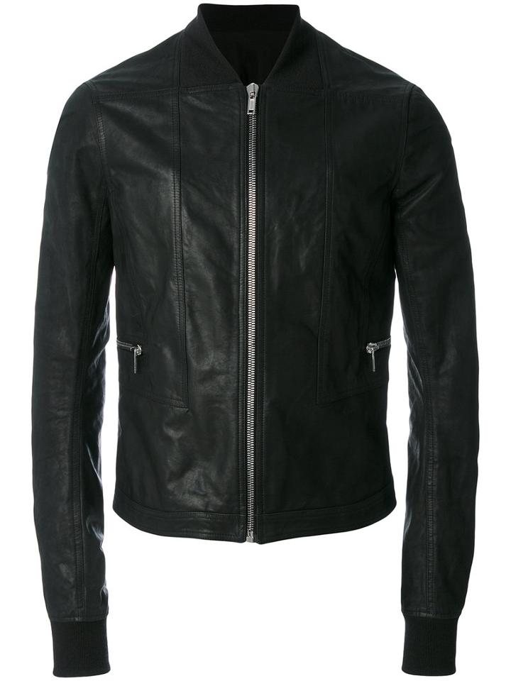 Rick Owens - Classic Bomber Jacket - Men - Cotton/calf Leather/cupro/virgin Wool - 52, Black, Cotton/calf Leather/cupro/virgin Wool