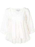 3.1 Phillip Lim Cropped Sleeve Peplum Blouse - Ant. White An110