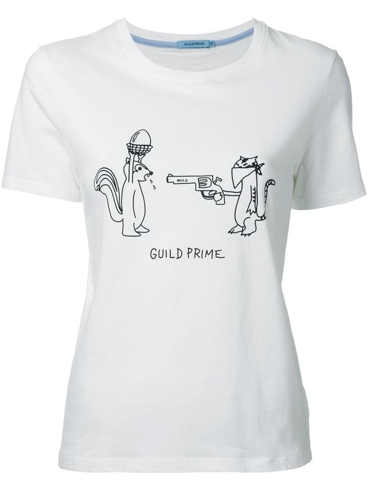 Guild Prime Logo Print T-shirt, Women's, Size: 36, White, Cotton