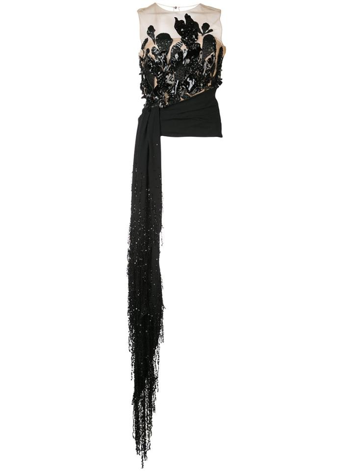 Oscar De La Renta Sequinned Sash Top - Black