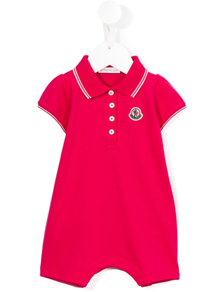 Moncler Kids - Polo Romper - Kids - Cotton/spandex/elastane - 6-9 Mth, Pink/purple