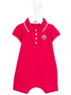 Moncler Kids - Polo Romper - Kids - Cotton/spandex/elastane - 6-9 Mth, Pink/purple
