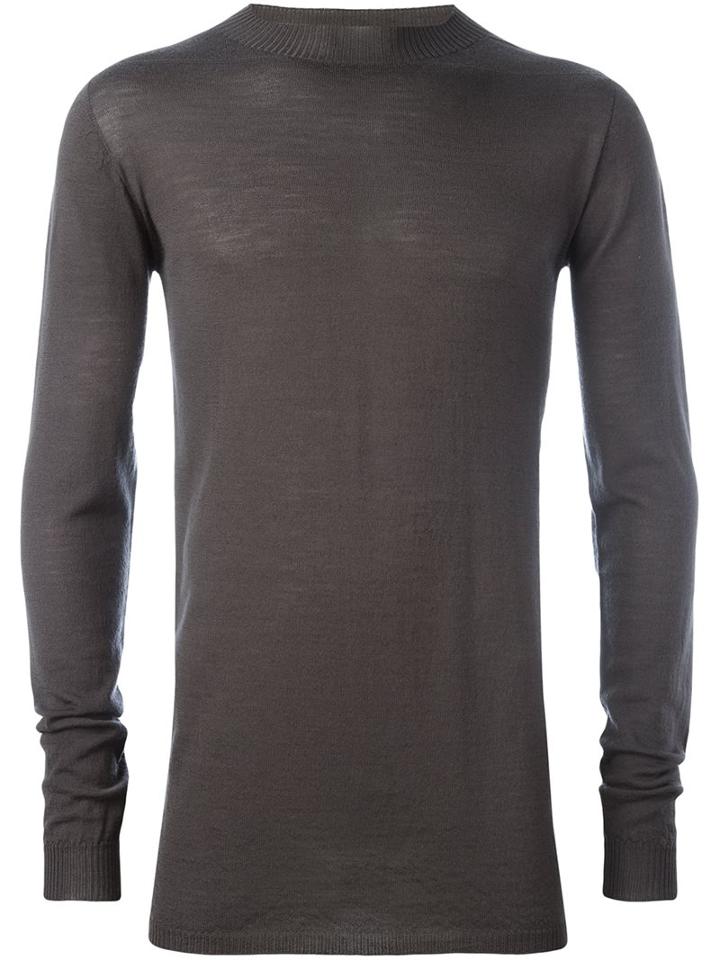 Rick Owens Crew Neck Jumper, Men's, Size: Medium, Grey, Virgin Wool