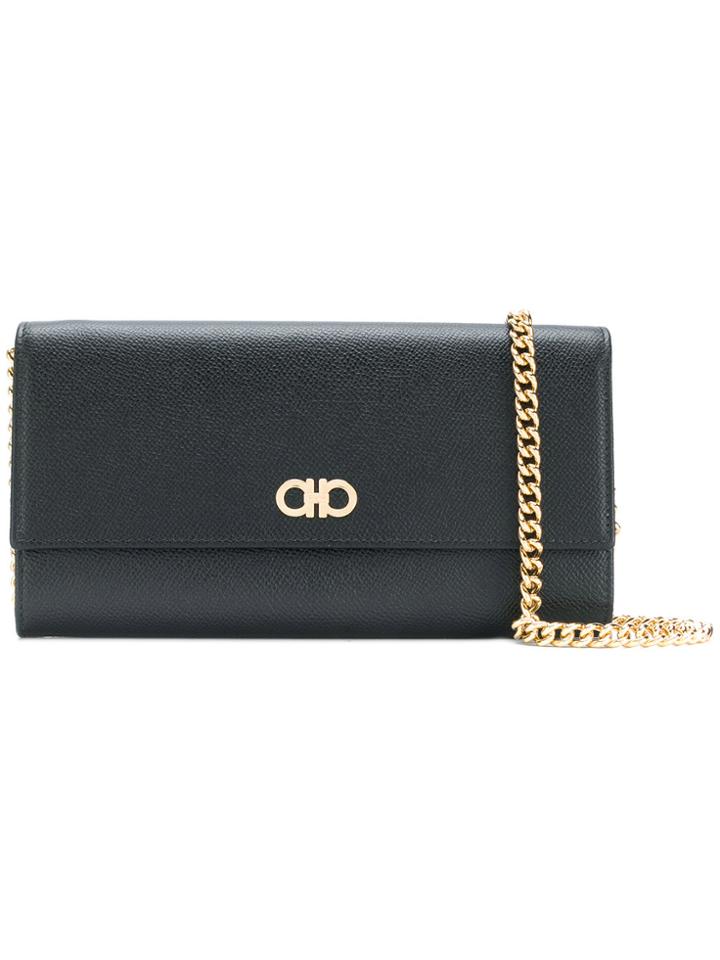 Salvatore Ferragamo Double Gancio Clutch - Black