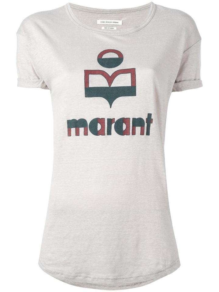 Isabel Marant Étoile Logo Print T-shirt, Women's, Size: Medium, Nude/neutrals, Linen/flax