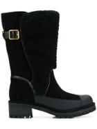 Tory Burch Shearling Mid-ankle Boots - Black