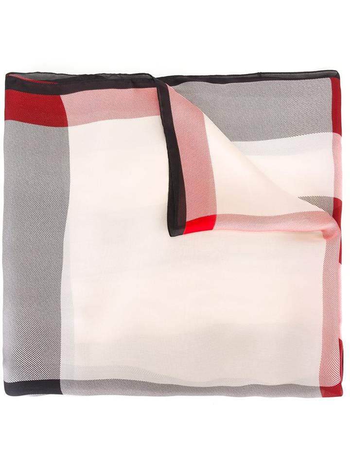 Burberry Checked Scarf, Women's, Brown, Silk