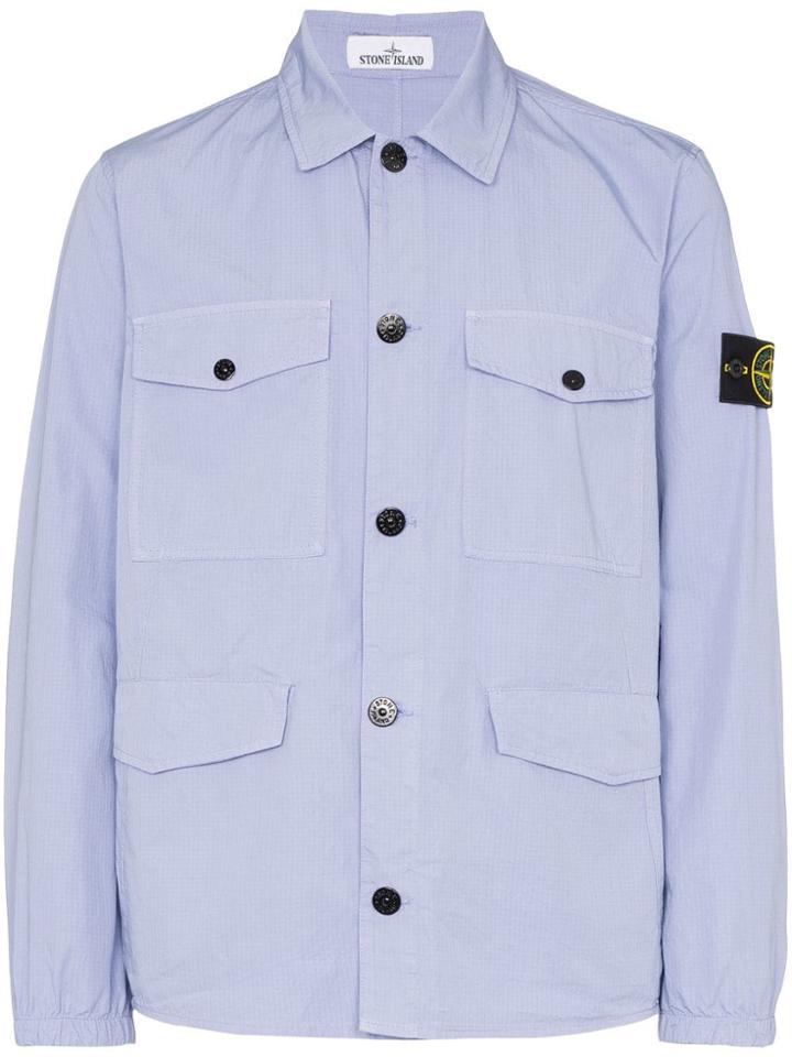 Stone Island Pocket Detail Shirt Jacket - Purple
