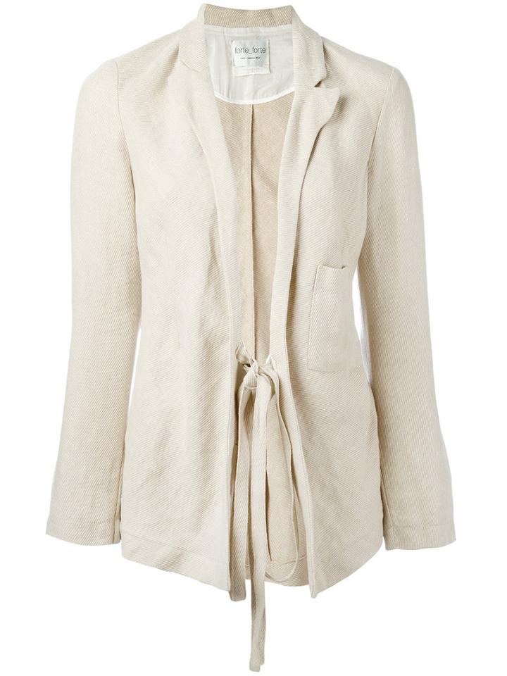 Forte Forte Tie-waist Blazer, Women's, Size: I, Nude/neutrals, Linen/flax
