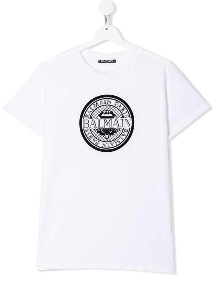 Balmain Kids Teen Logo Print T-shirt - White
