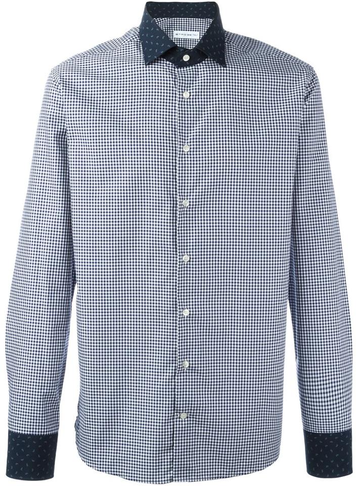 Etro Contrast Collar And Cuffs Shirt, Men's, Size: 41, Blue, Cotton