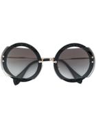 Miu Miu Eyewear Round Frame Sunglasses - Black