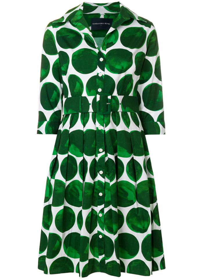Samantha Sung Printed Shirt Dress - Green