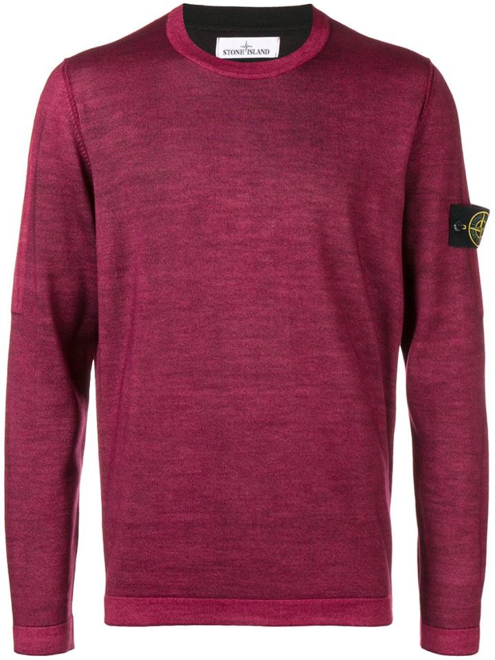 Stone Island Logo Patched Sleeve Jumper - Pink & Purple
