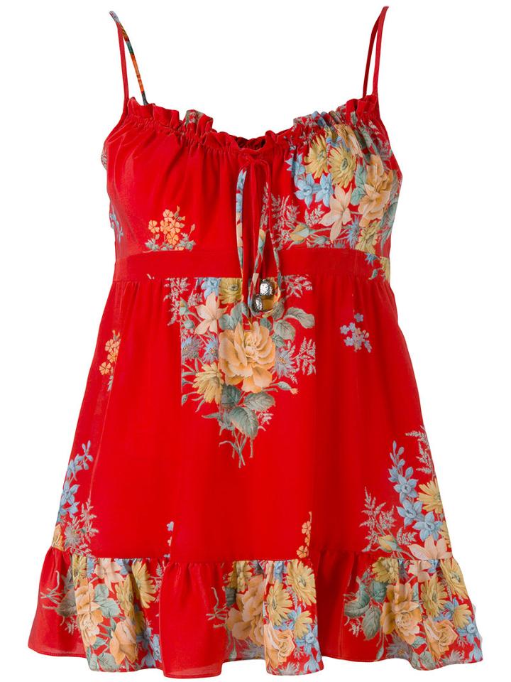 Alexander Mcqueen - Floral Print Tank Top - Women - Silk - 40, Women's, Red, Silk