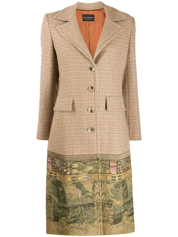 Etro Contrasting Hem Coat - Brown