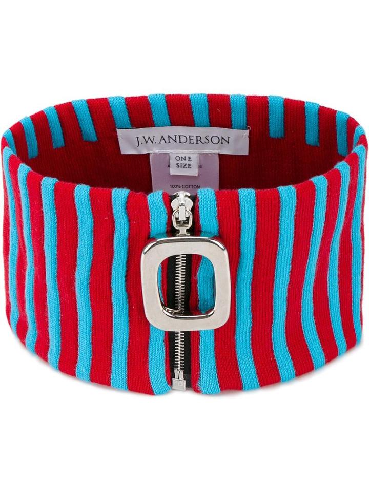 J.w.anderson Zip Stripe Collar, Men's, Red, Cotton