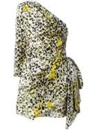 Roberto Cavalli Draped One Shoulder Printed Dress