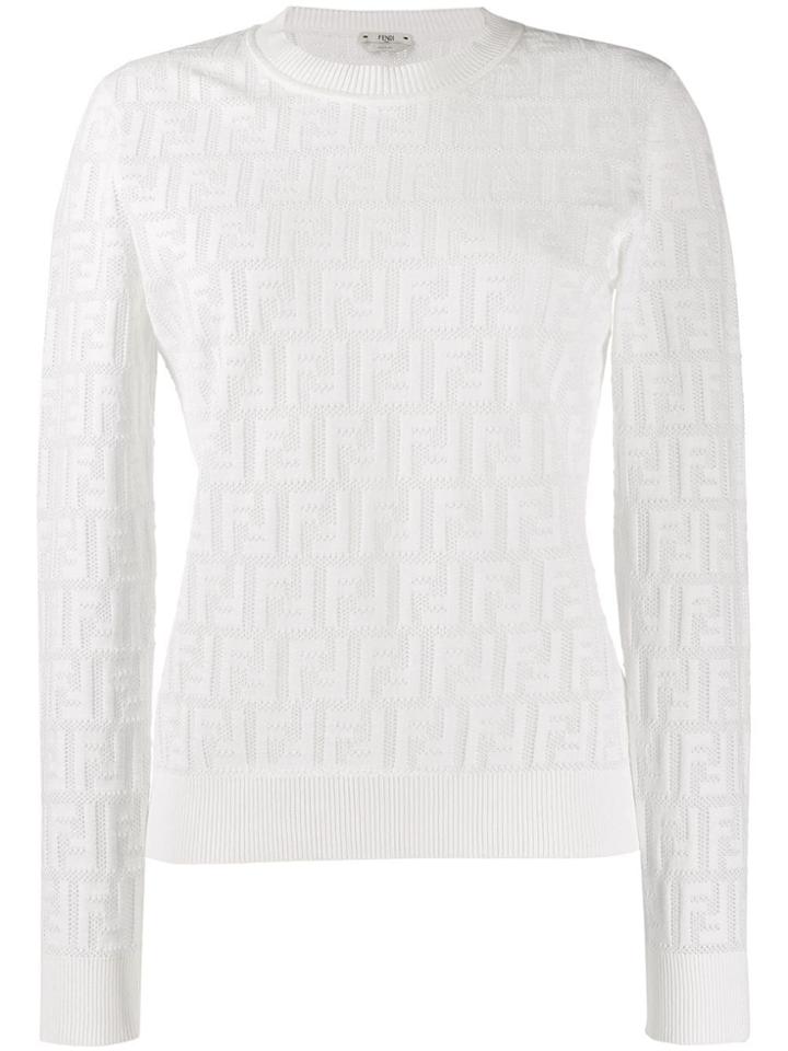 Fendi Textured Logo Knit Jumper - White