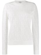 Fendi Textured Logo Knit Jumper - White