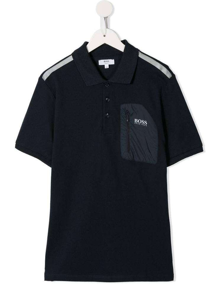 Boss Kids Teen Zipped Pocket Polo Shirt - Blue