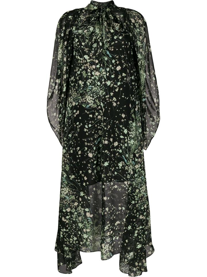 Givenchy Floral Print Layered Dress - Black