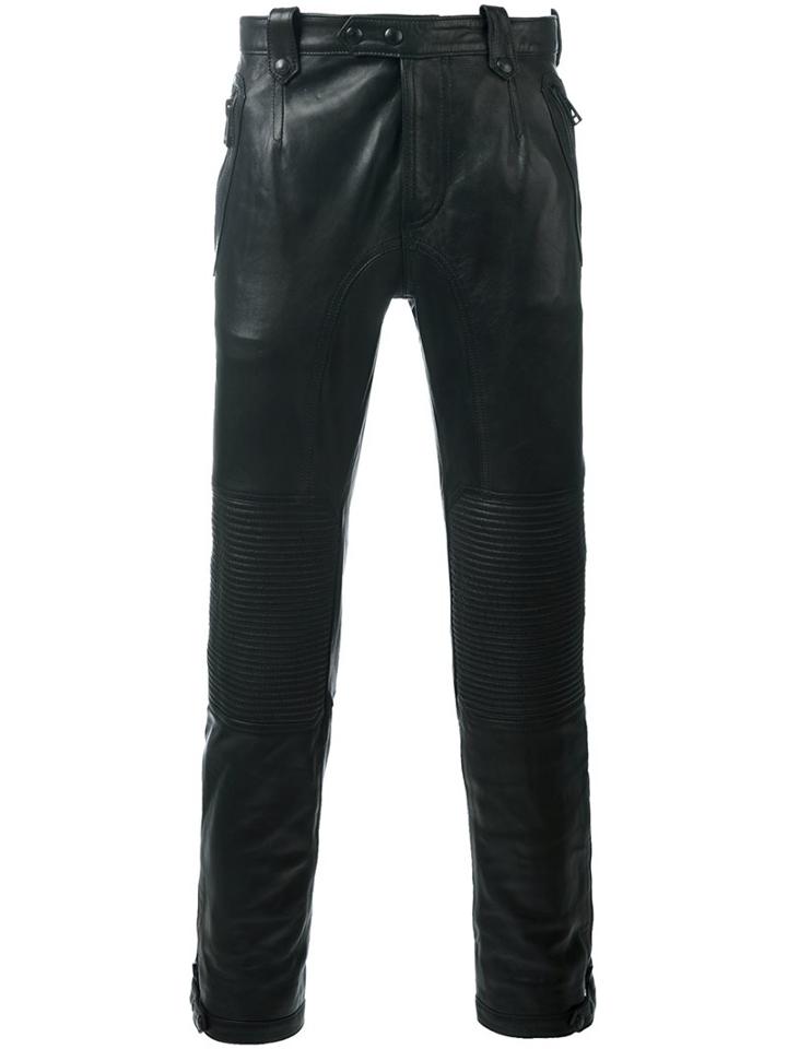 Belstaff Leather Trousers, Men's, Size: 48, Black, Leather/acetate/polyester