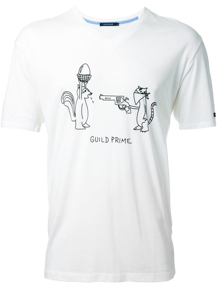 Guild Prime Logo Print T-shirt, Men's, Size: 1, White, Cotton