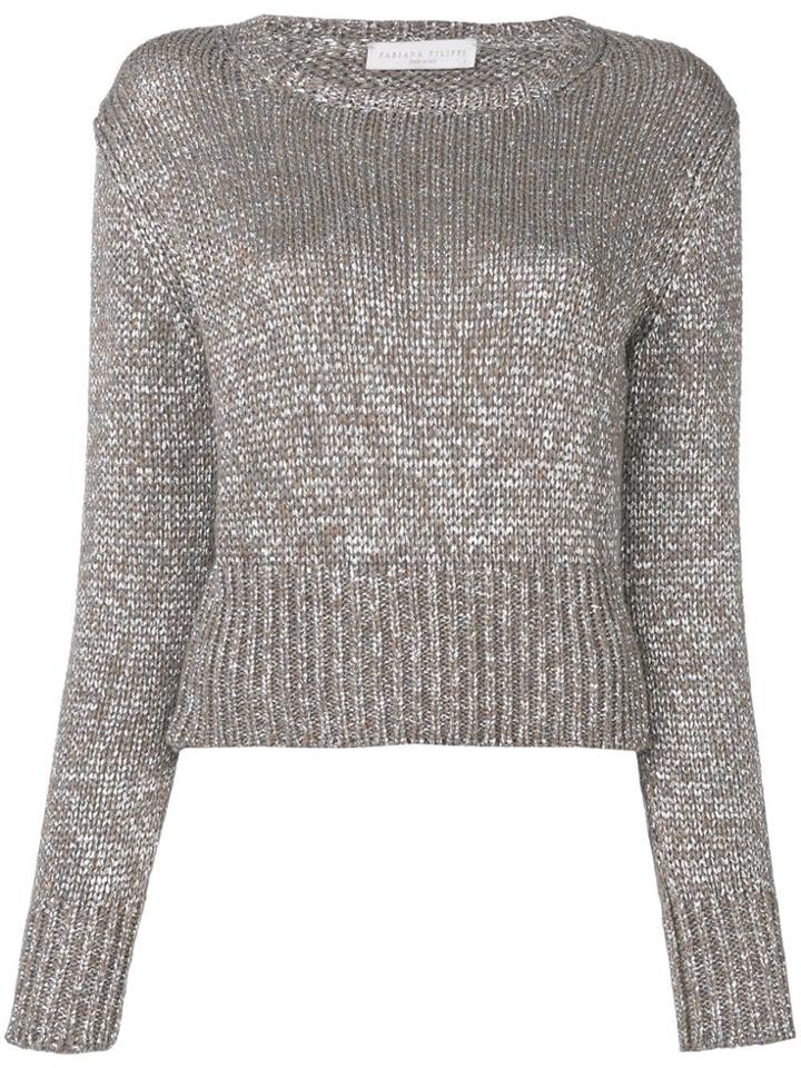 Fabiana Filippi Cropped Round Neck Sweater - Brown