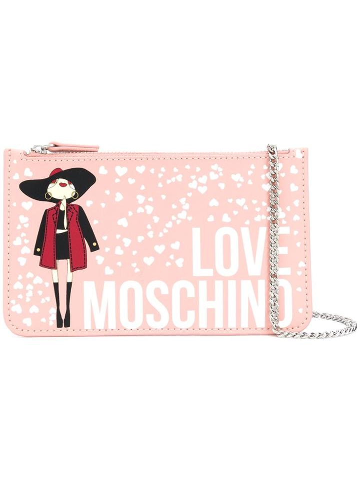 Love Moschino Printed Chain Wallet - Pink