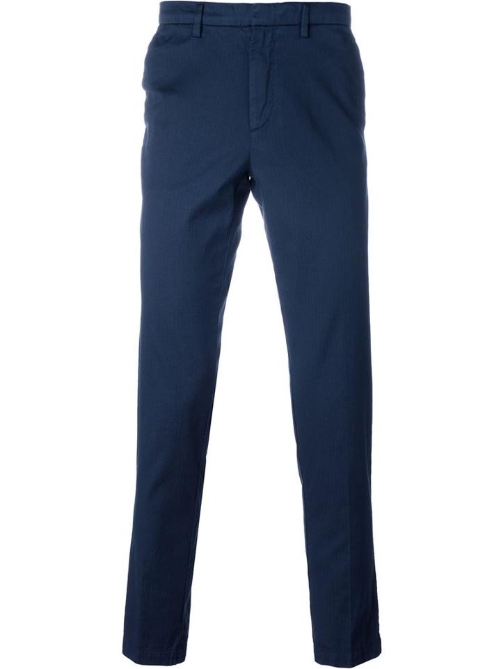 Boss Hugo Boss Tailored Trousers, Men's, Size: 48, Blue, Cotton/spandex/elastane