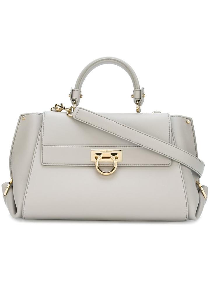 Salvatore Ferragamo - 'sofia' Tote - Women - Leather - One Size, Women's, Grey, Leather