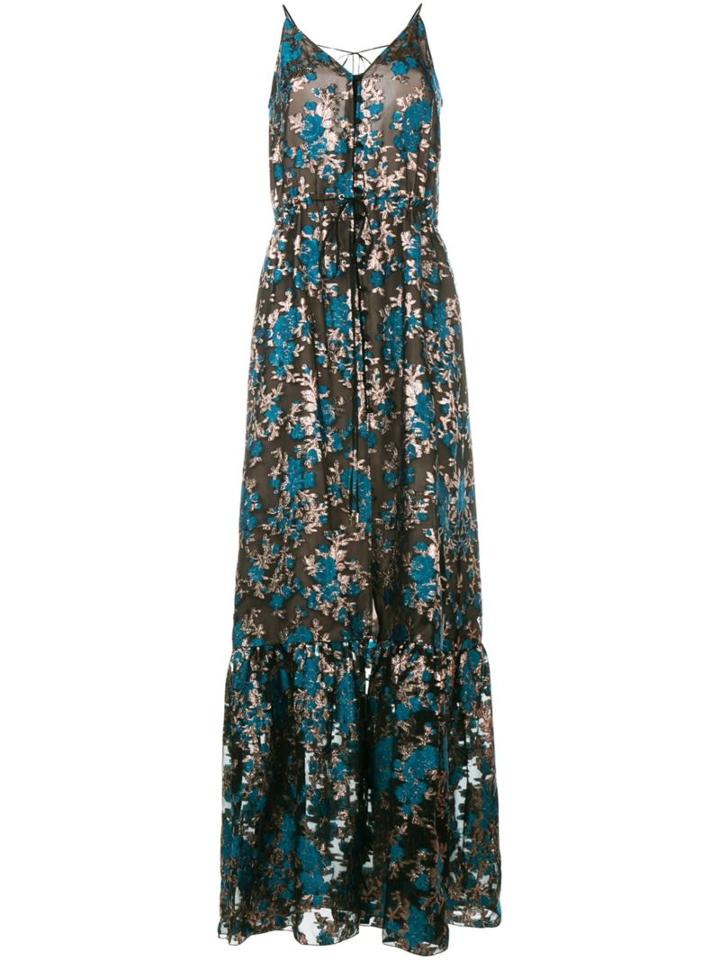 Lanvin Floral Embroidered Evening Dress, Women's, Size: 36, Blue, Viscose/silk/polyester