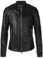 Les Hommes Zipped Biker Jacket, Men's, Size: 52, Black, Leather/viscose