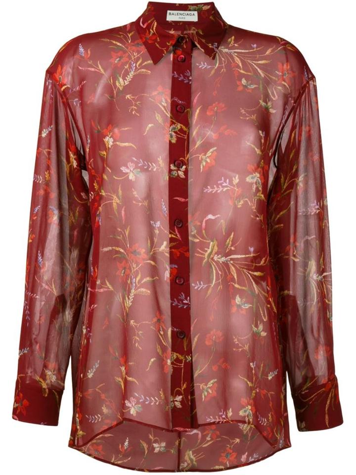 Balenciaga Floral Print Sheer Shirt