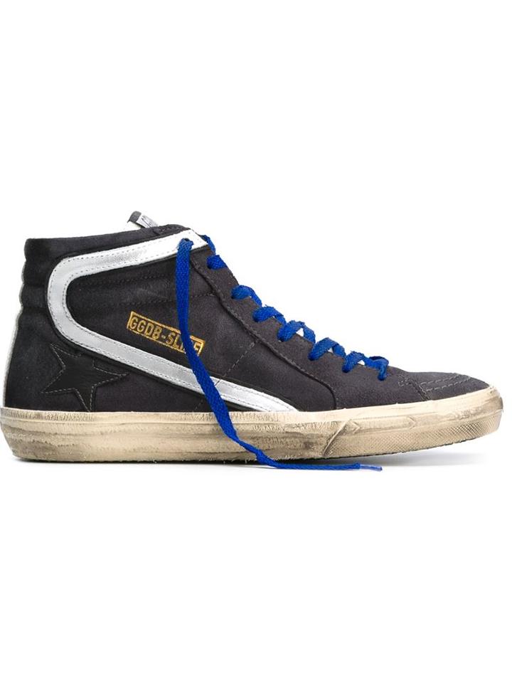 Golden Goose Deluxe Brand Slide Hi-top Sneakers, Men's, Size: 41, Blue, Leather/rubber