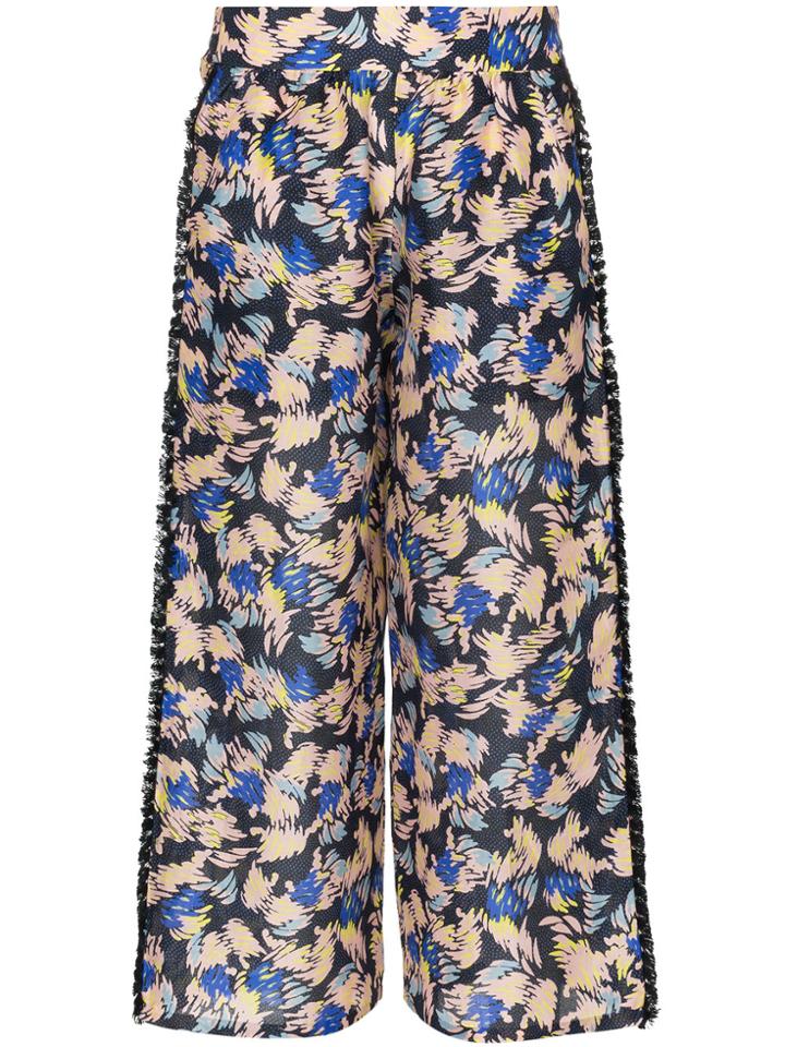 A Peace Treaty Yuna Print Silk Linen-blend Cropped Trousers -