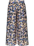A Peace Treaty Yuna Print Silk Linen-blend Cropped Trousers -