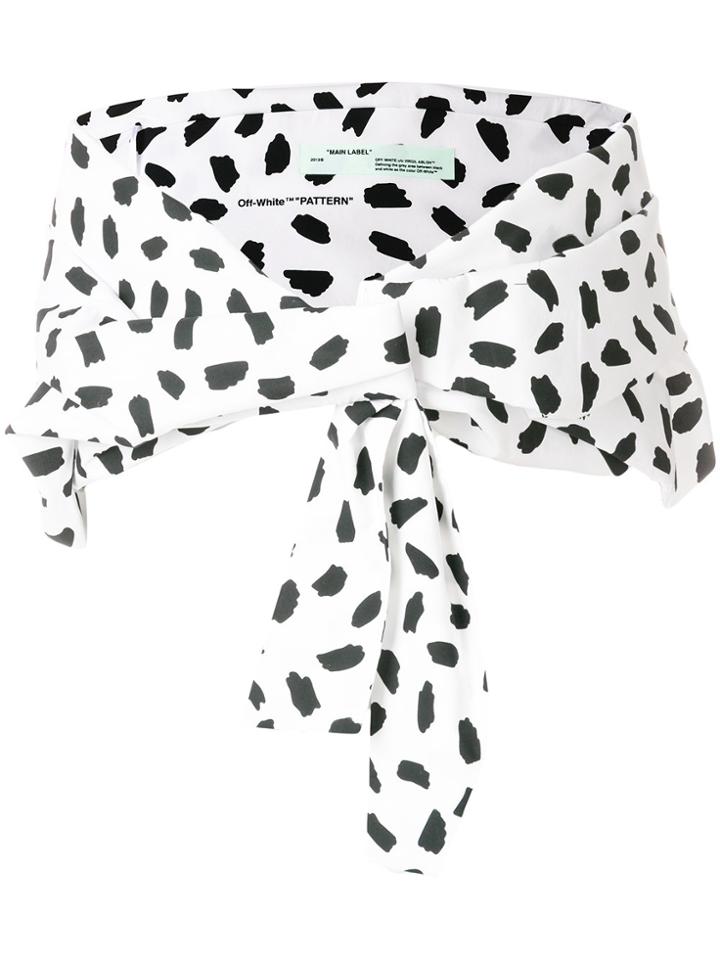 Off-white Patterned Tied Shawl