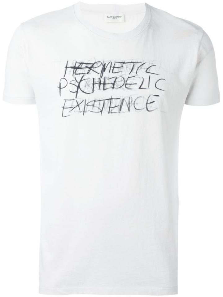 Saint Laurent 'hermetic Psychedelic Existence' T-shirt, Men's, Size: Xxl, Grey, Cotton
