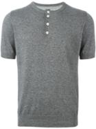Eleventy Collarless Polo Shirt, Men's, Size: Large, Grey, Cotton