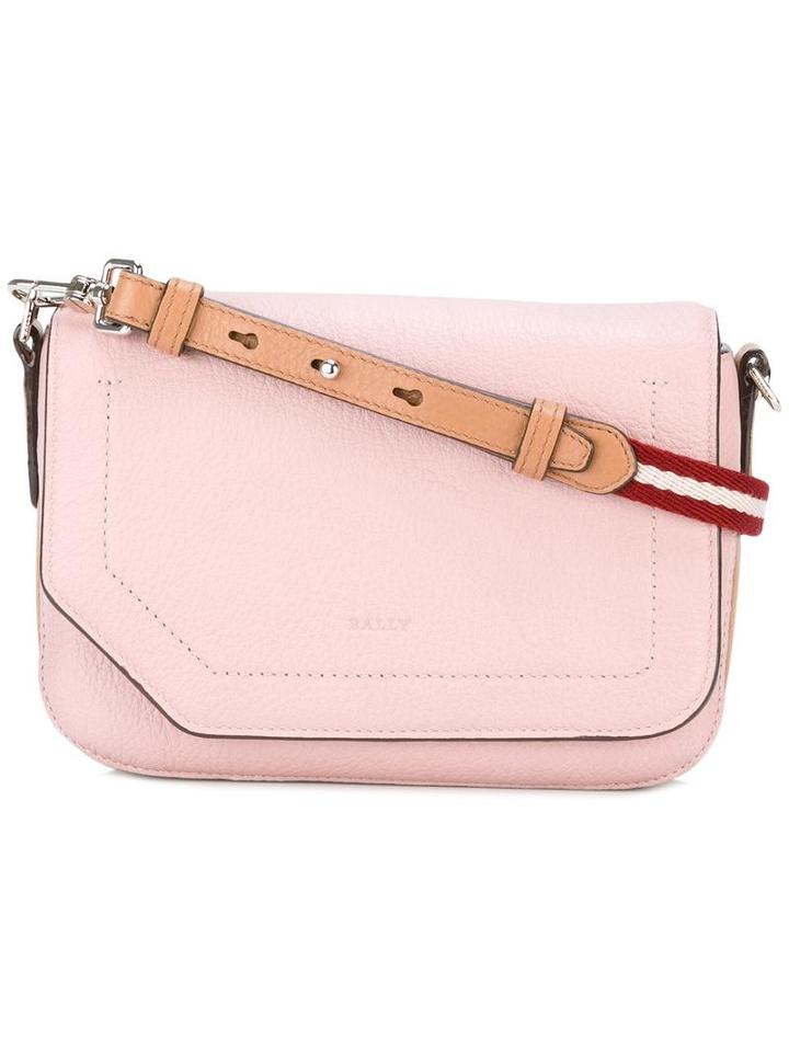 Bally Fold-over Closure Crossbody Bag, Women's, Pink/purple, Calf Leather