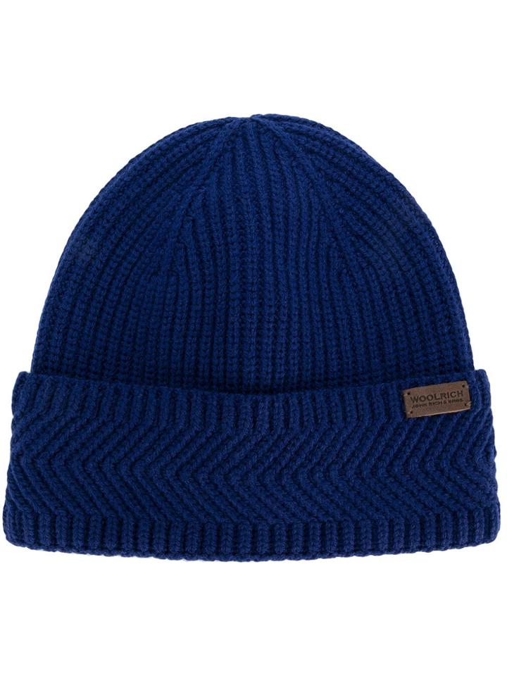 Woolrich Ribbed Knie Beanie - Blue