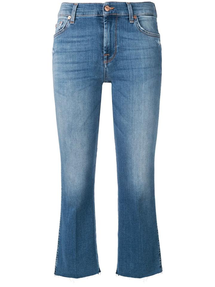 7 For All Mankind Cropped Straight Jeans - Blue
