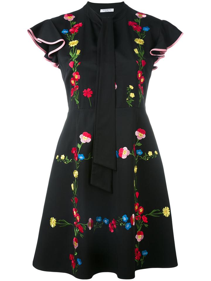Vivetta - Embroidered Dress - Women - Viscose - 42, Black, Viscose
