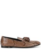 Dolce & Gabbana Snake Effect Tassel Loafers - Brown