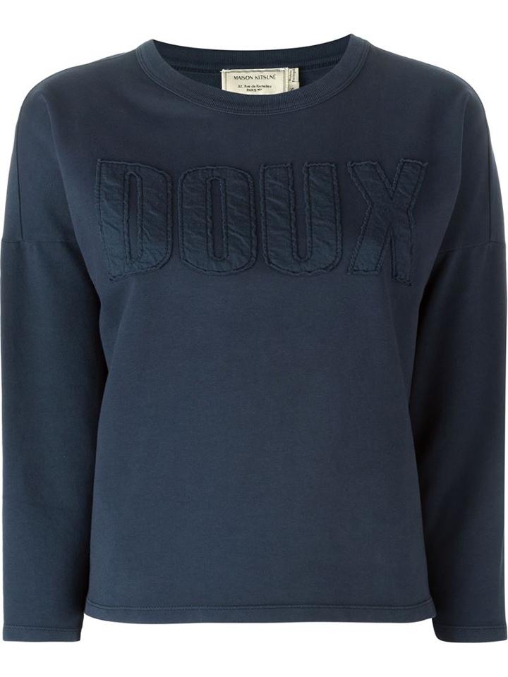 Maison Kitsuné 'doux' Sweatshirt, Women's, Size: Large, Blue, Cotton/spandex/elastane