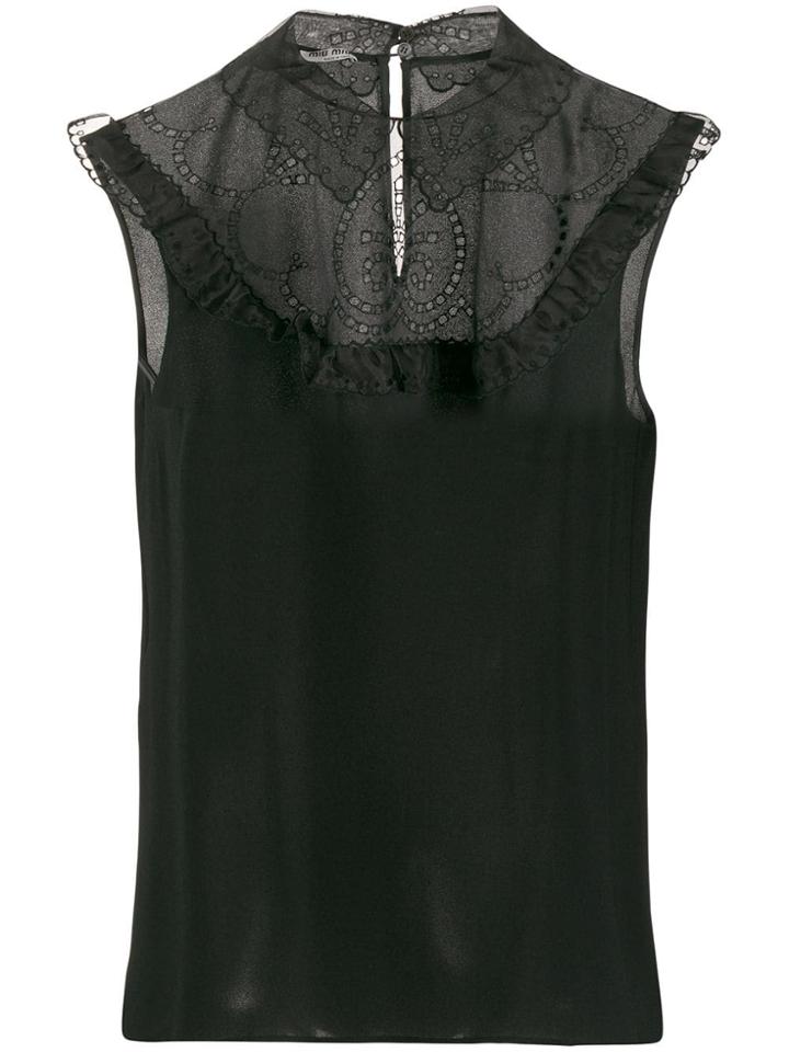 Miu Miu Lace Panel Tank Top - Black