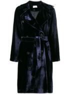 Kiltie Velvet Trench Coat - Purple